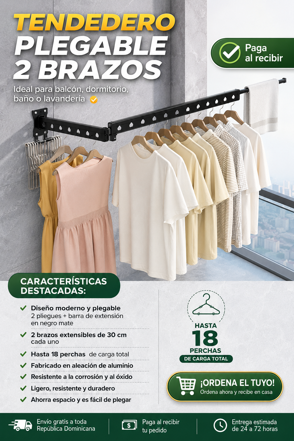 TENDEDERO PLEGABLE 2 BRAZOS