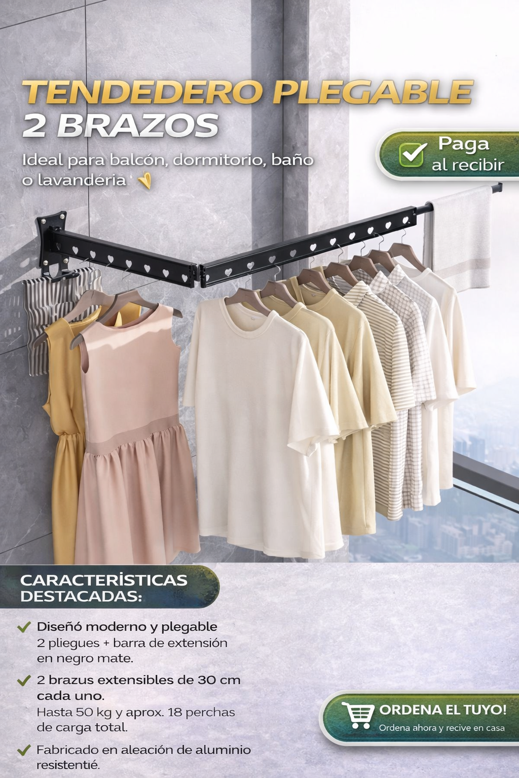 TENDEDERO PLEGABLE 2 BRAZOS