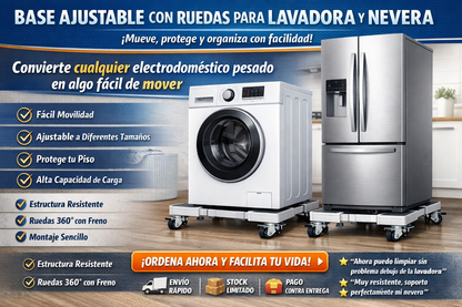 BASE AJUSTABLE CON RUEDAS PARA LAVADORA Y NEVERA