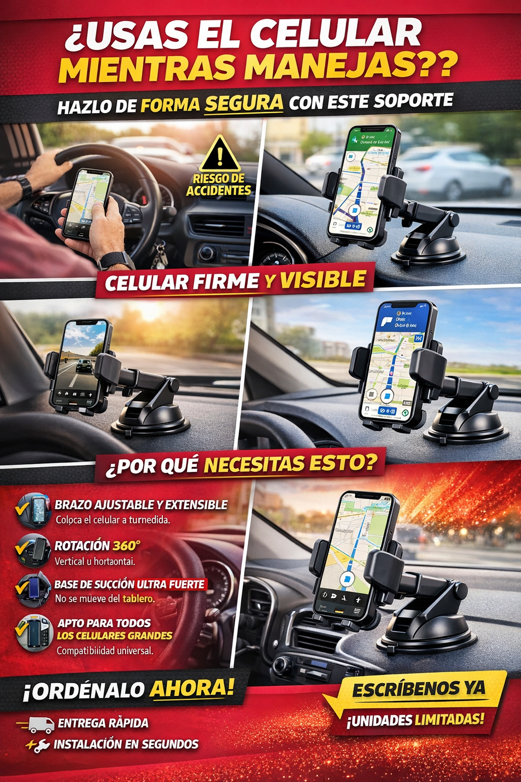 Soporte de Celular para Auto con Brazo Extensible