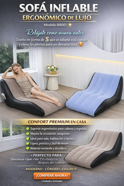 SOFÁ INFLABLE ERGONÓMICO DE LUJO