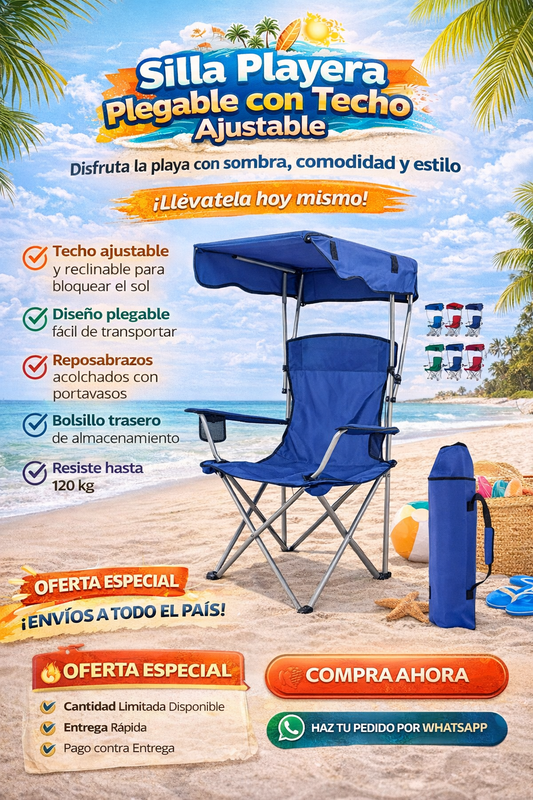 SILLA PLAYERA PLEGABLE CON TECHO
