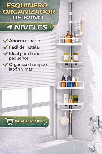 ESQUINERO ORGANIZADOR DE BAÑO 4 NIVELES