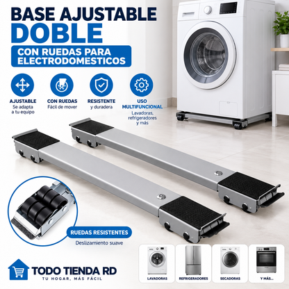 Base Ajustable Doble con Ruedas para Electrodomésticos