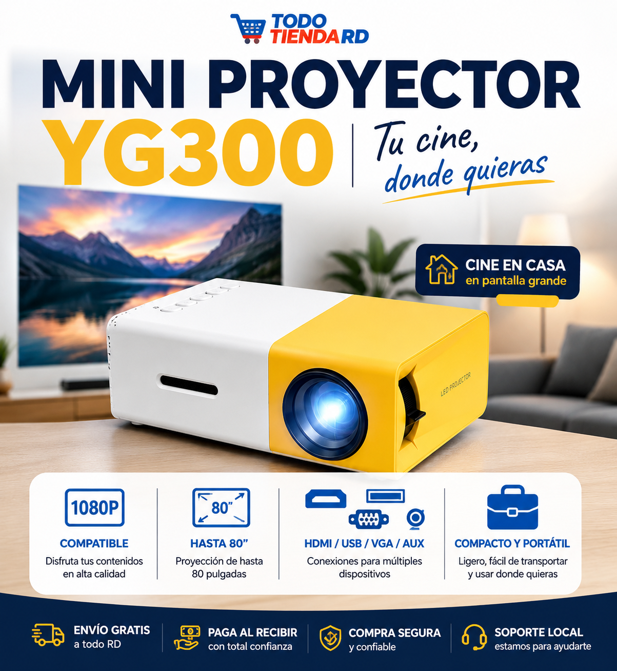 Mini Proyector Portátil YG300 – Cine en Casa