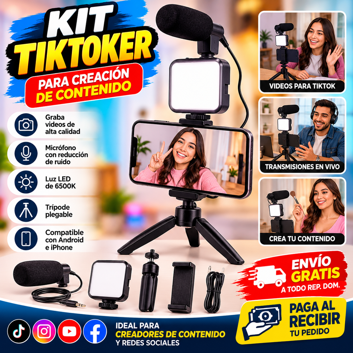 Kit TikToker para creación de contenido – Accesorios para grabar videos