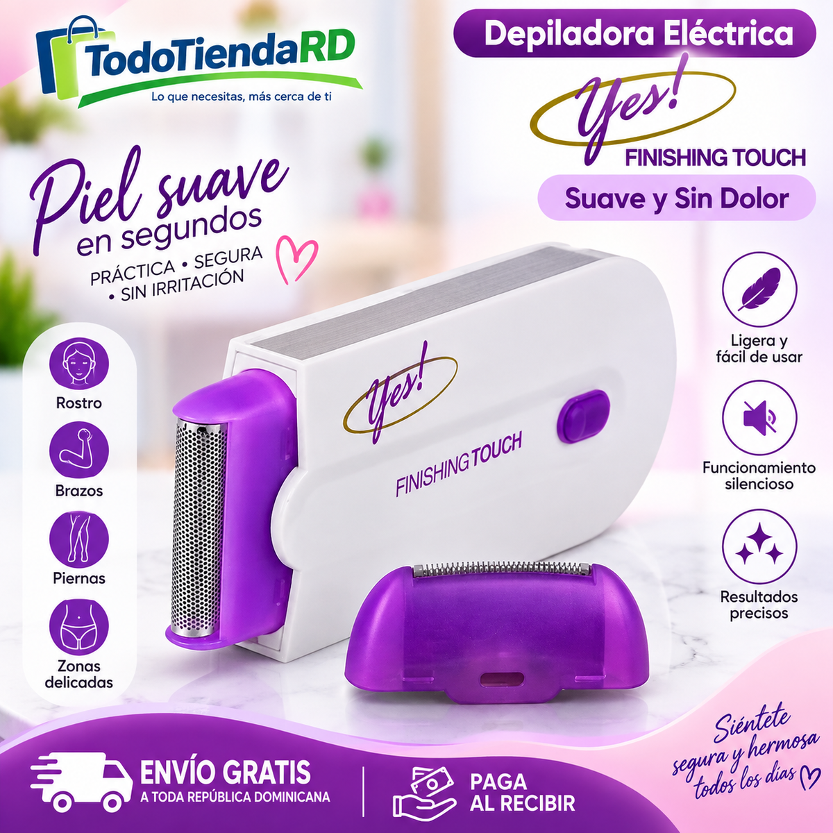 Depiladora Eléctrica Yes Finishing Touch – Suave y Sin Dolor