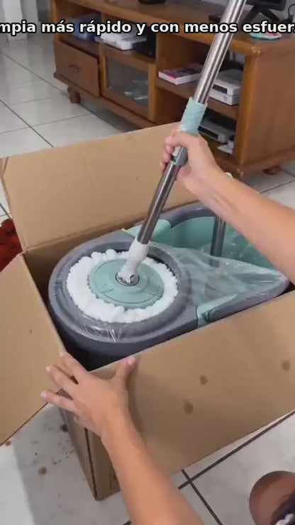 Trapeador Giratorio 360° con Cubeta y 2 Mopas de Microfibra